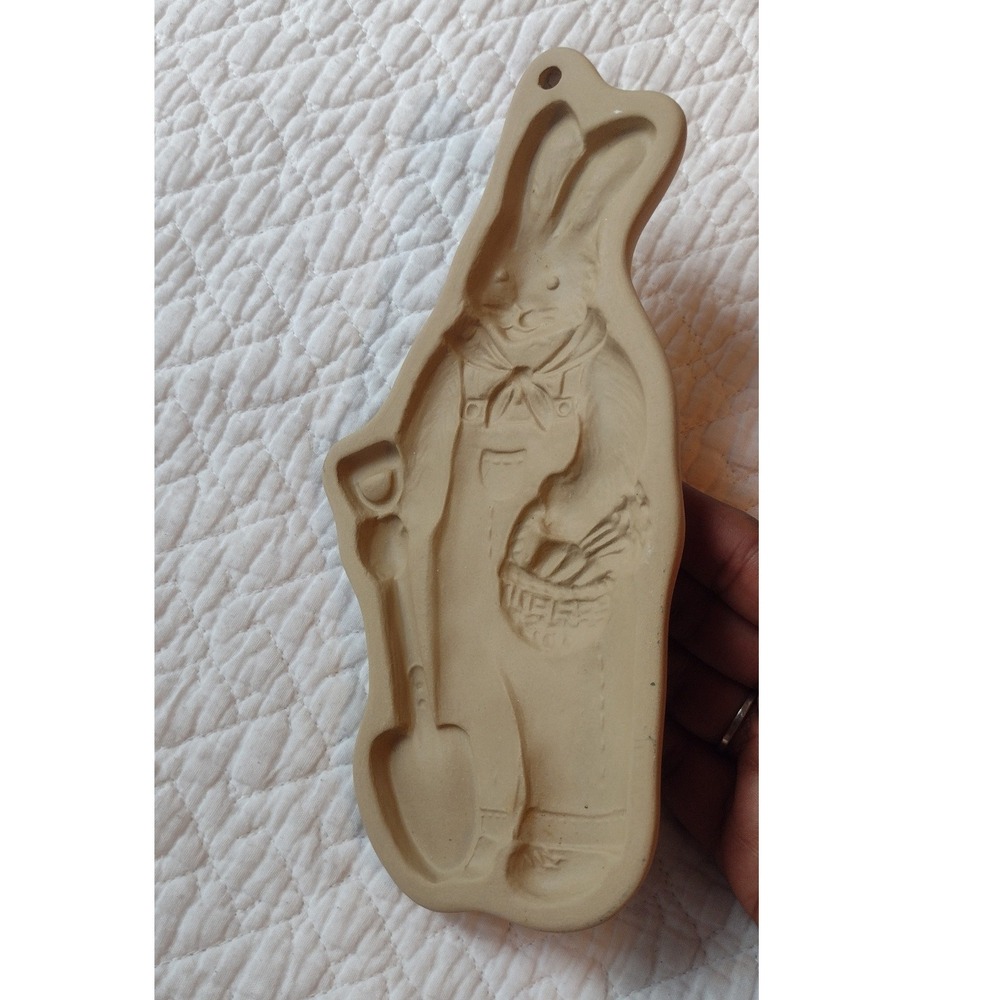 Brown Bag Cookie Art 1992 Garden Rabbit Bunny Stoneware Cookie Mold Hill Design